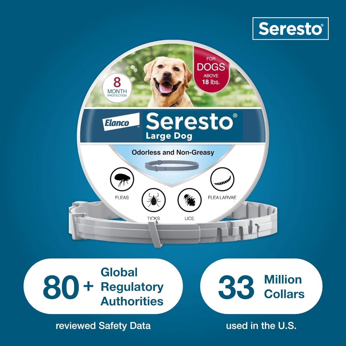 Seresto Perros Grandes | Collar Antipulgas y Garrapatas | 8 Meses Protección | Veterinarios Recomiendan