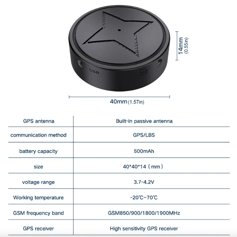 Mini Rastreador GPS con Montaje Magnético Fuerte para Coche, Motocicleta, Camión - Localizador de Seguimiento en Tiempo Real para Vehículo - Rastreador GPS Antipérdida