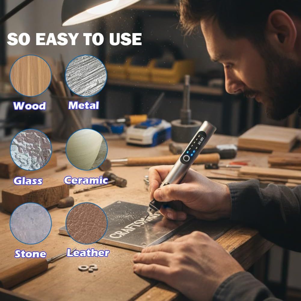 USB Rechargable Engraving Machines Pen with 35bits,Mini Electric Engraver Etching Machines Cordless Rotary Tools Engraved Jewelry Stone Metal Plastic Wood Resin Model