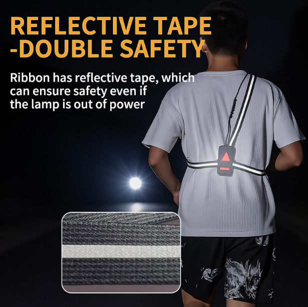 Luz de pecho LED para correr nocturno al aire libre, luz de advertencia trasera, ángulo de haz ajustable de 90°, impermeable, lámpara de seguridad ultra brillante