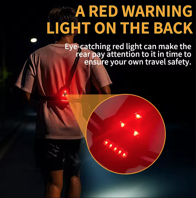 Luz de pecho LED para correr nocturno al aire libre, luz de advertencia trasera, ángulo de haz ajustable de 90°, impermeable, lámpara de seguridad ultra brillante
