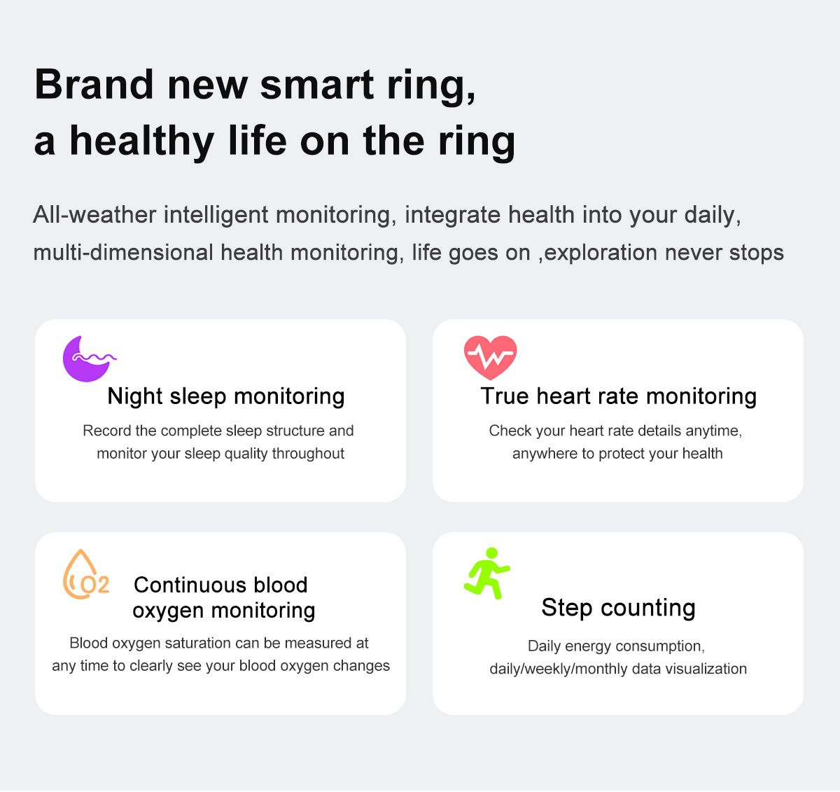 Anillo Inteligente Multifuncional entusiasta fitness y salud oxígeno en sangre tecnología portátil elegancia