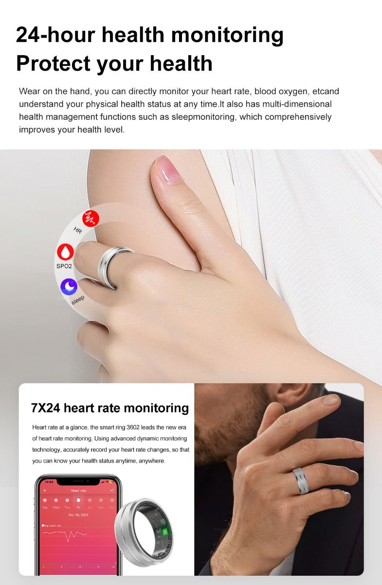 Anillo Inteligente Multifuncional entusiasta fitness y salud oxígeno en sangre tecnología portátil elegancia