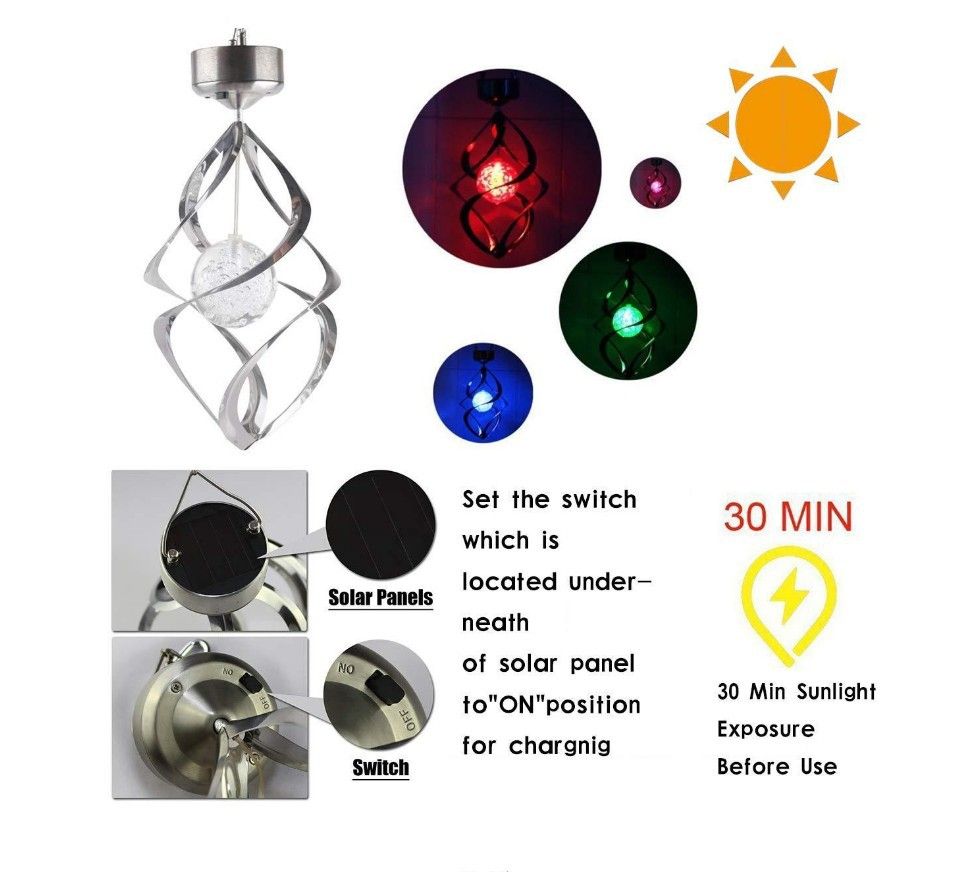 Encantadoras luces solares de decoración exterior, campanas de viento LED con cambio de color para fiestas en el jardín, diseño duradero.