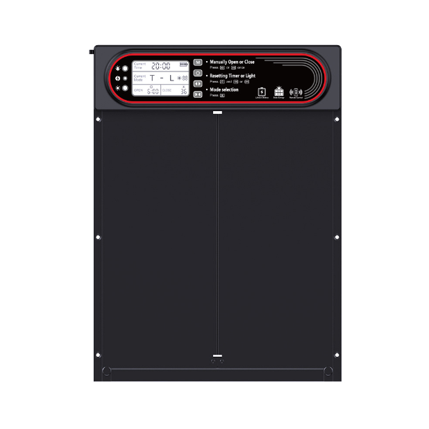 Puerta automática solar para gallinero con temporizador, sensor de luz y carga USB para una gestión avícola ecológica