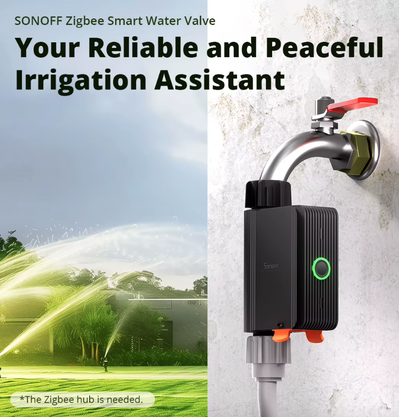 SONOFF SWV Zigbee 3.0 Válvula de Agua Inteligente Riego Automatizado Eficiente eWeLink Alexa Google Instalación Fácil