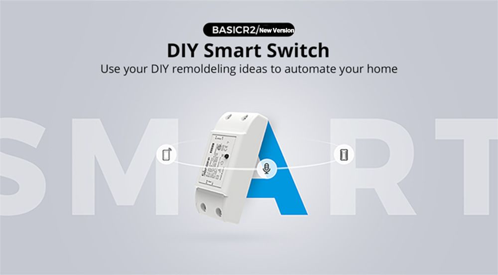 Módulo de interruptor WiFi SONOFF Basic R2 con control por voz para iluminación inteligente del hogar compatible con Alexa y Google