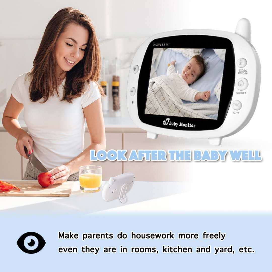 SP850 Monitor de Bebé Inalámbrico con Video de 3.5 Pulgadas, LCD, Visión Nocturna, Audio Bidireccional, Conexión Segura para Seguridad Infantil