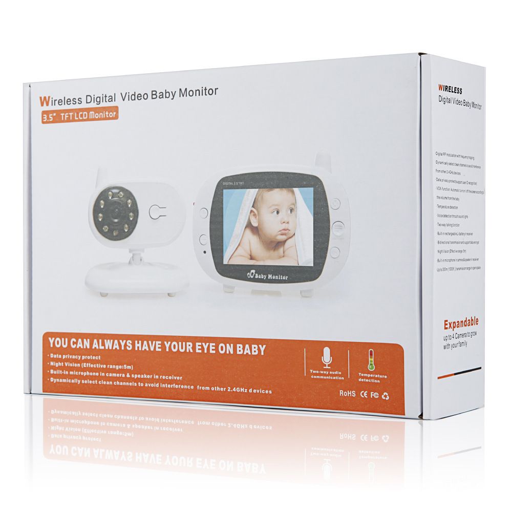 SP850 Monitor de Bebé Inalámbrico con Video de 3.5 Pulgadas, LCD, Visión Nocturna, Audio Bidireccional, Conexión Segura para Seguridad Infantil