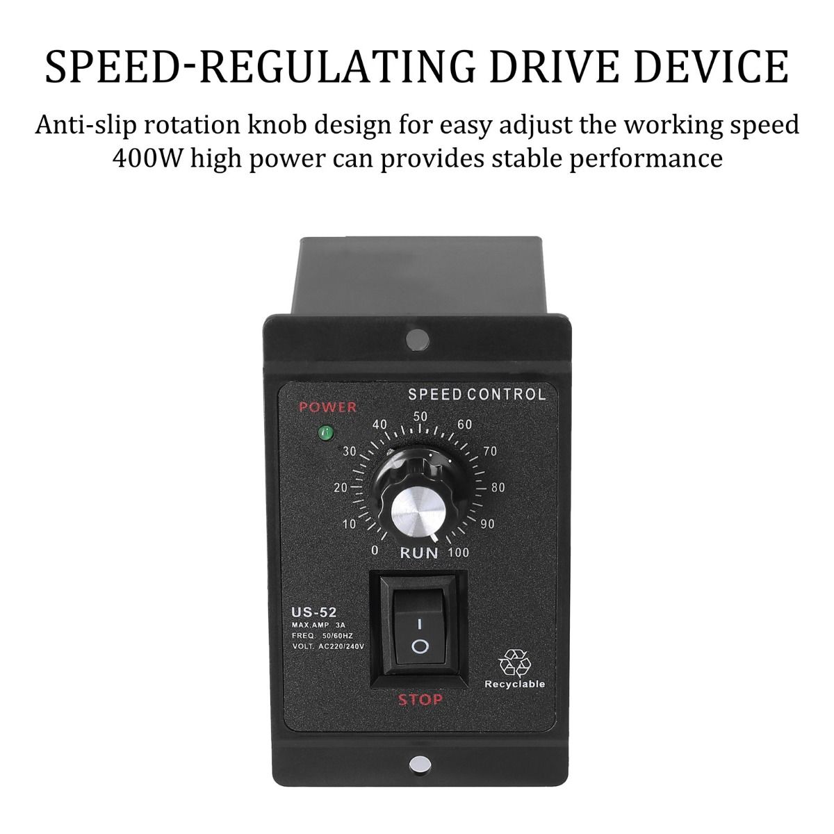 Controlador de velocidad AC portátil de 400W para control de motor de 220V con diseño de rotor avanzado y carcasa de ABS duradera