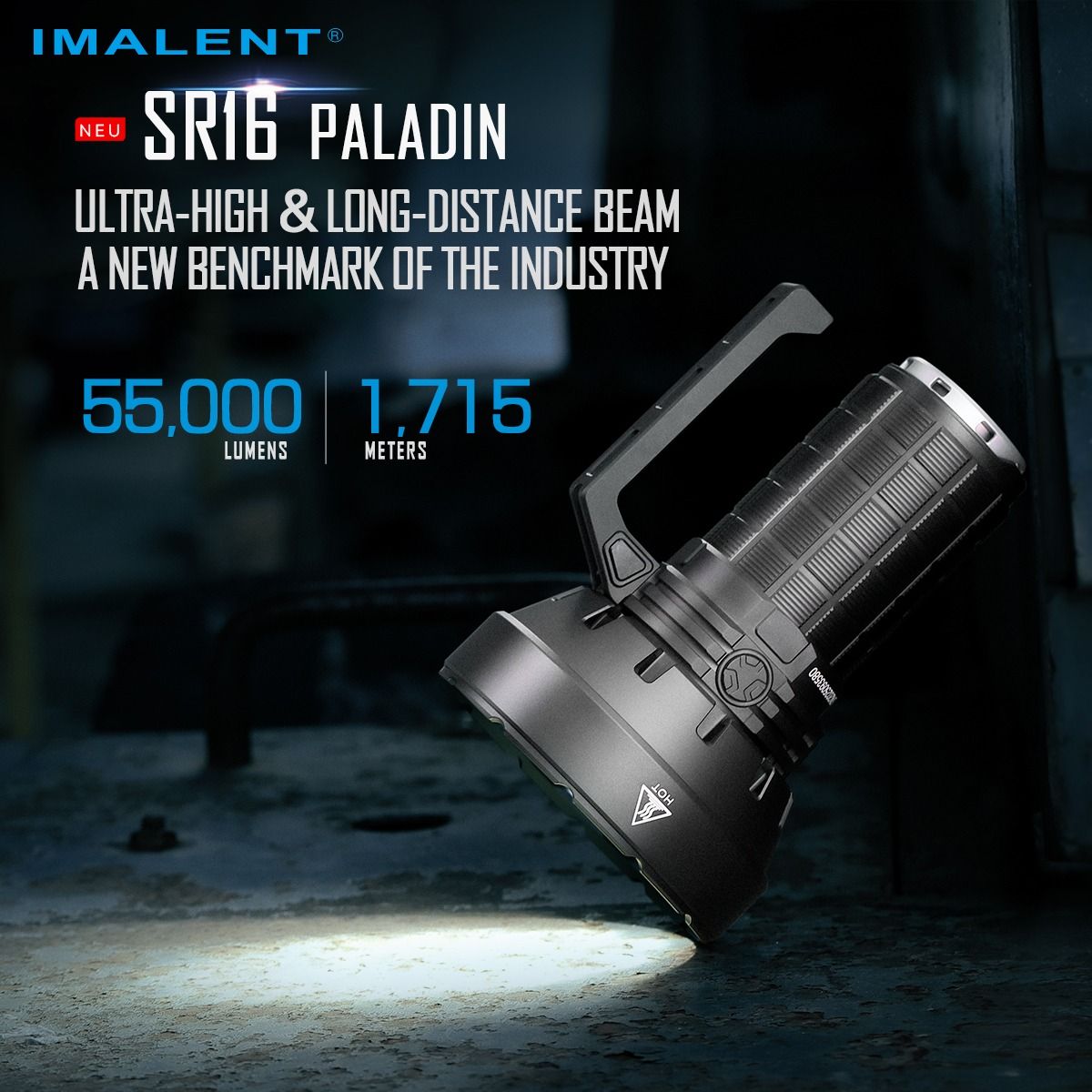 IMALENT SR16 | Linterna LED 55000 Lúmenes, 1715m | Largo Alcance para Rescate y Aire Libre