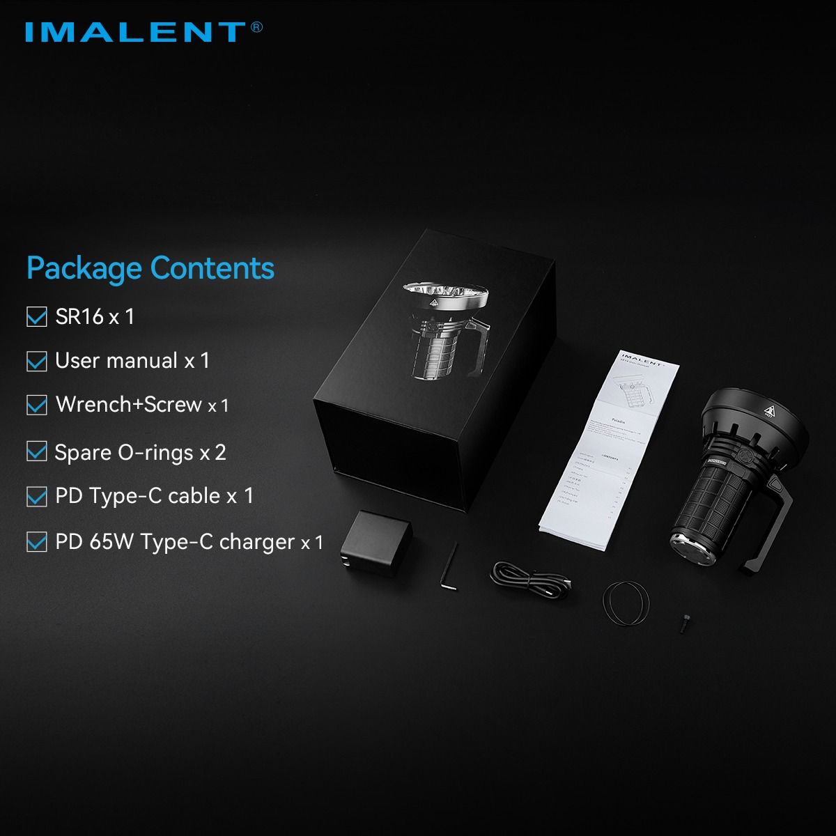 IMALENT SR16 | Linterna LED 55000 Lúmenes, 1715m | Largo Alcance para Rescate y Aire Libre