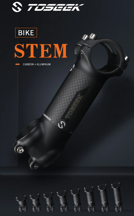 TOSEEK Potencia de manillar MTB 28.6mm Ángulo ajustable Aluminio ligero Carbono para entusiastas del ciclismo