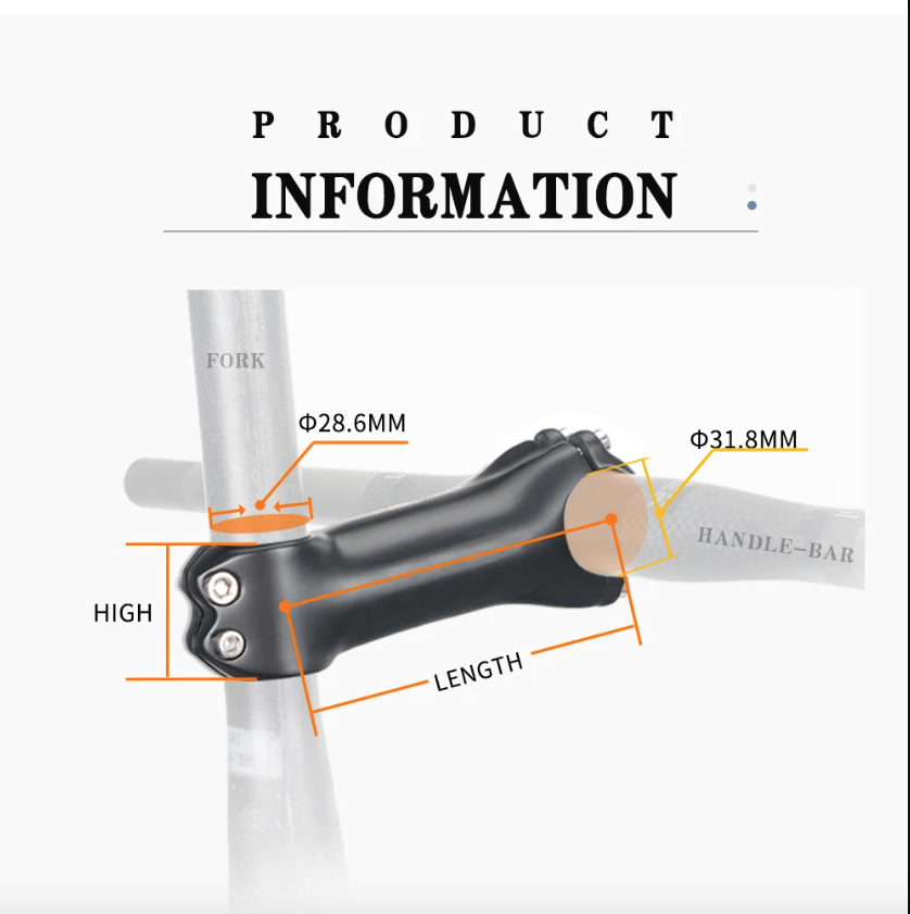 TOSEEK Potencia de manillar MTB 28.6mm Ángulo ajustable Aluminio ligero Carbono para entusiastas del ciclismo
