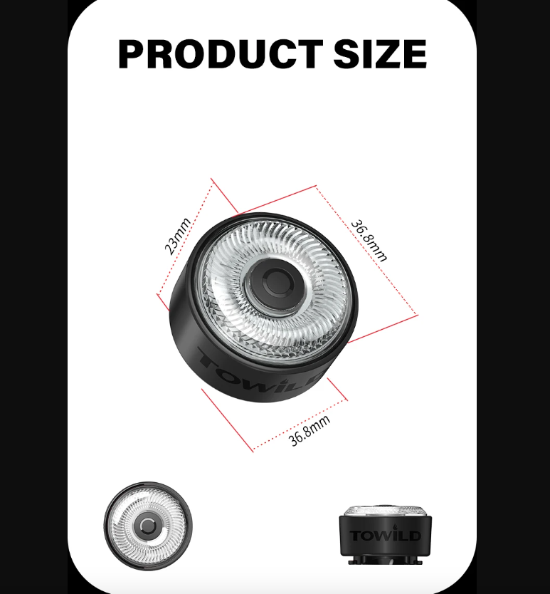 Luz trasera LED TOWILD TL03Pro visibilidad ciclismo con sensor freno inteligente y destello siete colores