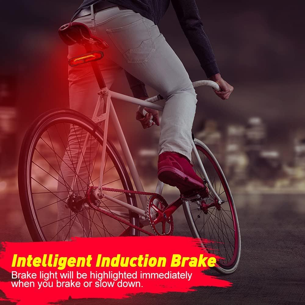 Luz trasera bicicleta inteligente 5 en 1: Alarma, Intermitentes, Bocina. Recargable, Seguridad Ciclismo.