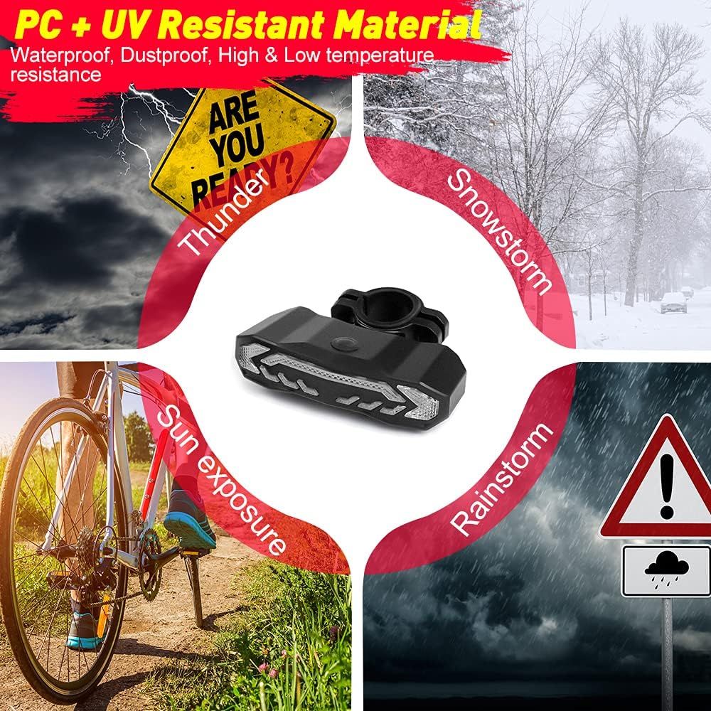 Luz trasera bicicleta inteligente 5 en 1: Alarma, Intermitentes, Bocina. Recargable, Seguridad Ciclismo.