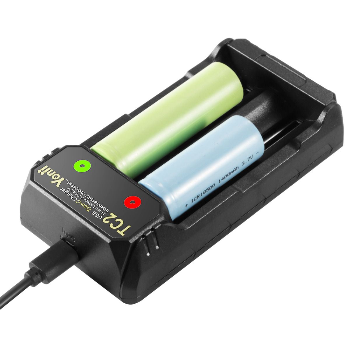 Cargador TC2 USB Tipo C para Baterías 18650 21700 Carga Rápida y Eficiente Compatibilidad Universal