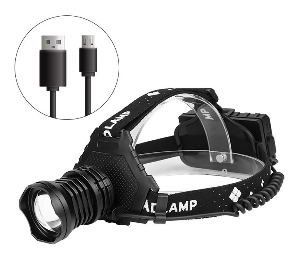 Lámpara de Cabeza LED 8000LM Faro Recargable USB Modos Ajustables Impermeable Ideal para Iluminación Exterior