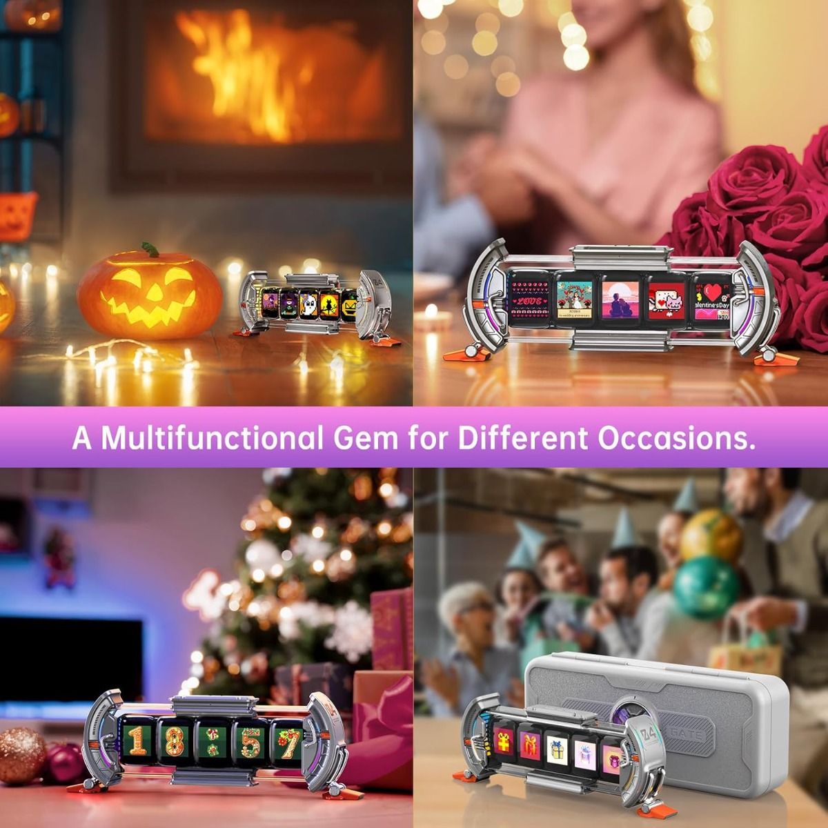 Divoom Times Gate: Reloj Despertador Digital Ciberpunk para Gaming, Oficina, Panel Bitcoin, Pixel Art, LED RGB