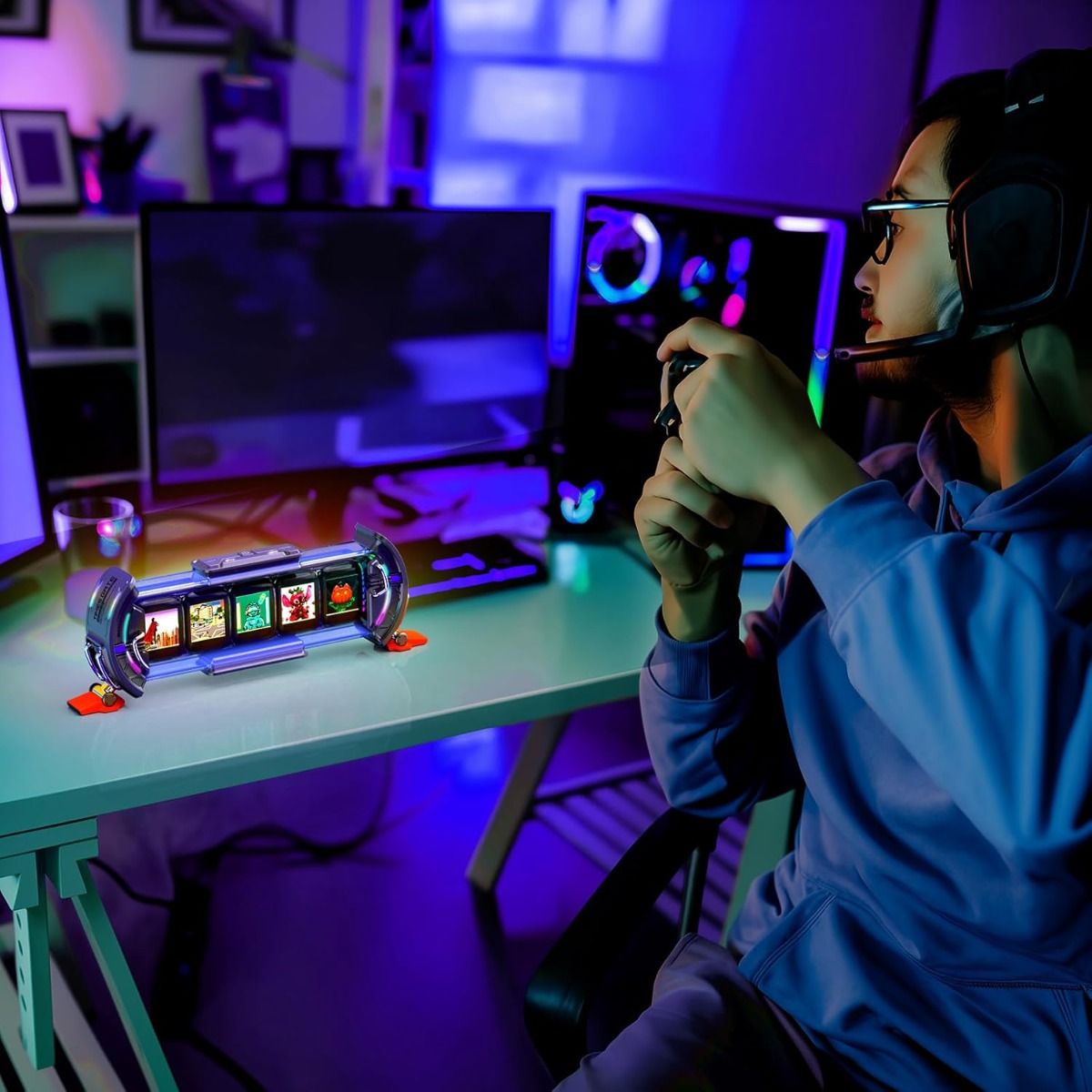 Divoom Times Gate: Reloj Despertador Digital Ciberpunk para Gaming, Oficina, Panel Bitcoin, Pixel Art, LED RGB