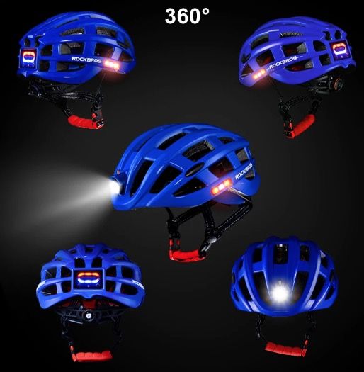 Casco ligero para ciclismo ROCKBROS, casco ultraligero con iluminación de seguridad integrada y carga USB para mayor comodidad