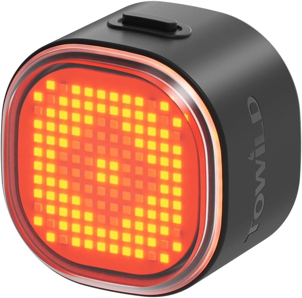 TOWILD TL08 Luz Trasera Bicicleta Inteligente con Patrones Personalizados y GIFs, USB-C Recargable, Sensor Freno, IPX6