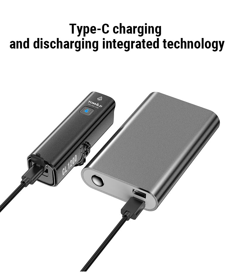 TOWILD CL1200 luz de bicicleta LED 1200LM USB recargable ciclismo nocturno lámpara delantera impermeable