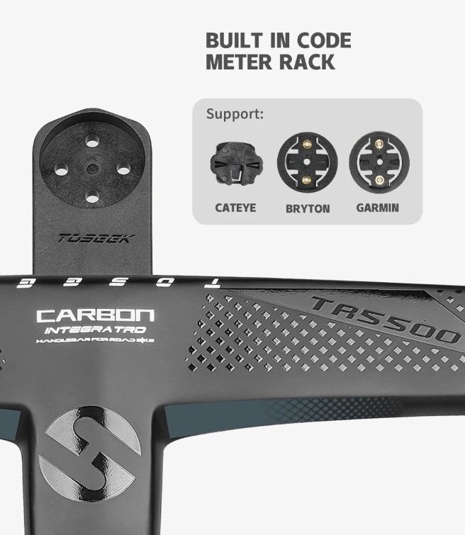 TOSEEK TR5500 Manillar de bicicleta de carretera ligero, potencia de fibra de carbono completa, diseño aerodinámico, acabado negro mate