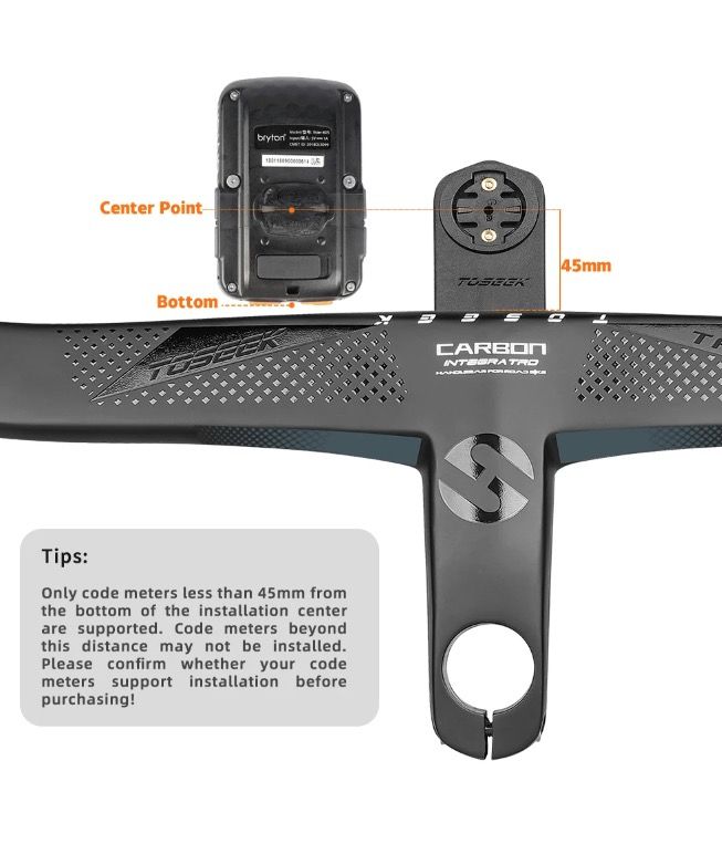 TOSEEK TR5500 Manillar de bicicleta de carretera ligero, potencia de fibra de carbono completa, diseño aerodinámico, acabado negro mate