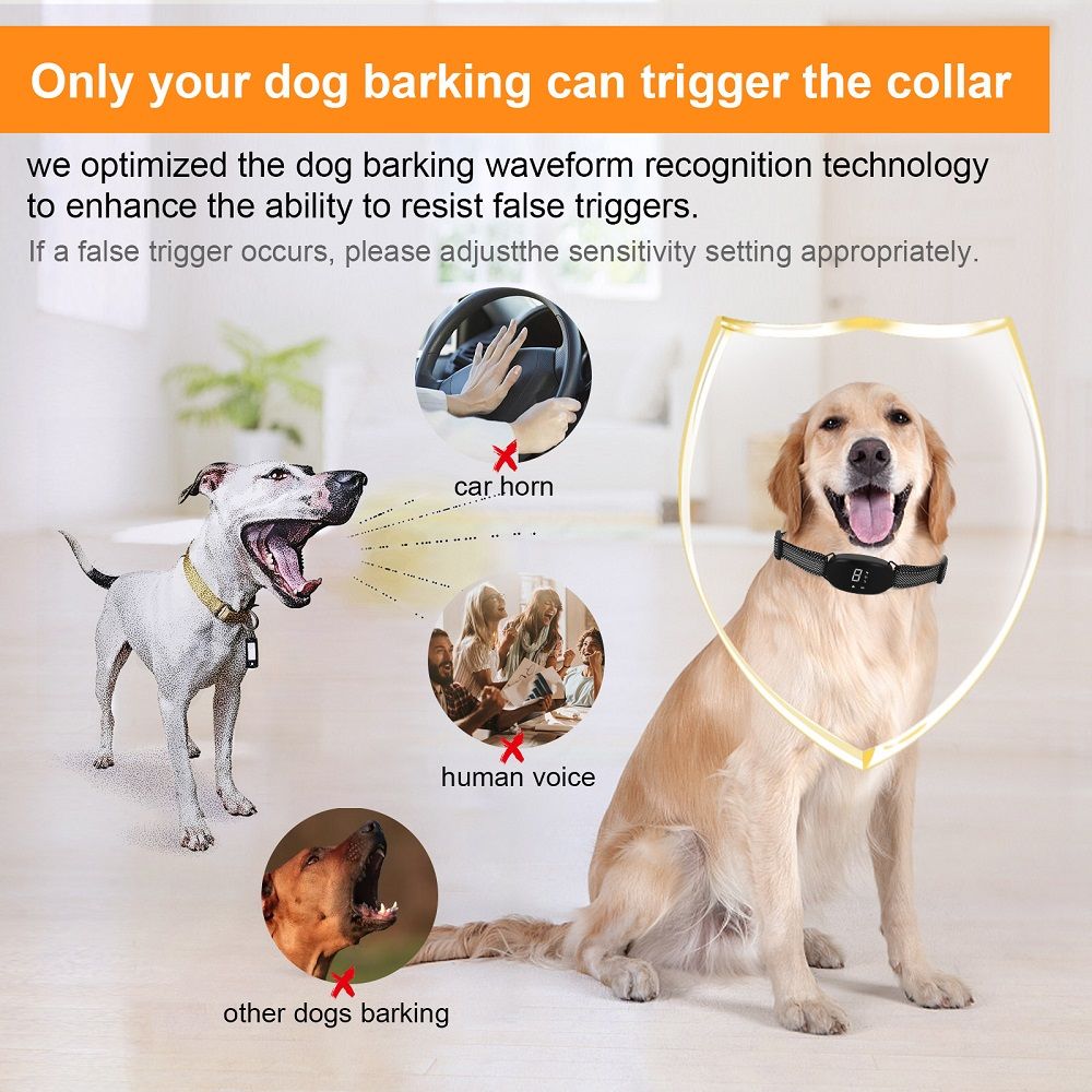 Collar antiladridos automático recargable, collar de entrenamiento efectivo para perros, impermeable, modos de entrenamiento duales