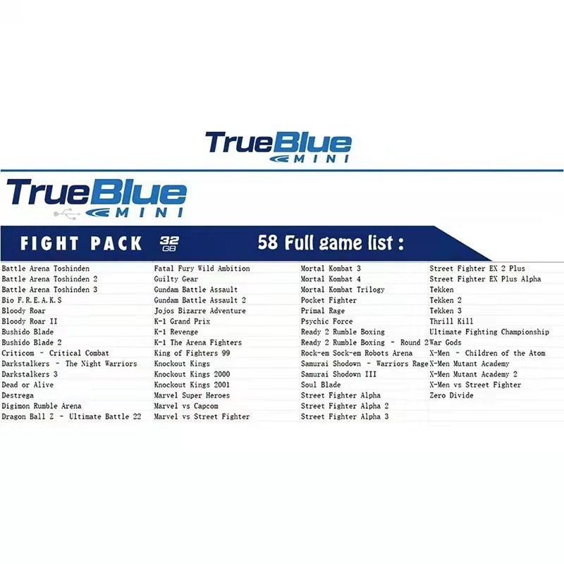 True Blue Mini Crackhead Pack 32GB o 64GB USB para PS ONE MINI Plug and Play Nostalgia de Juegos Clásicos