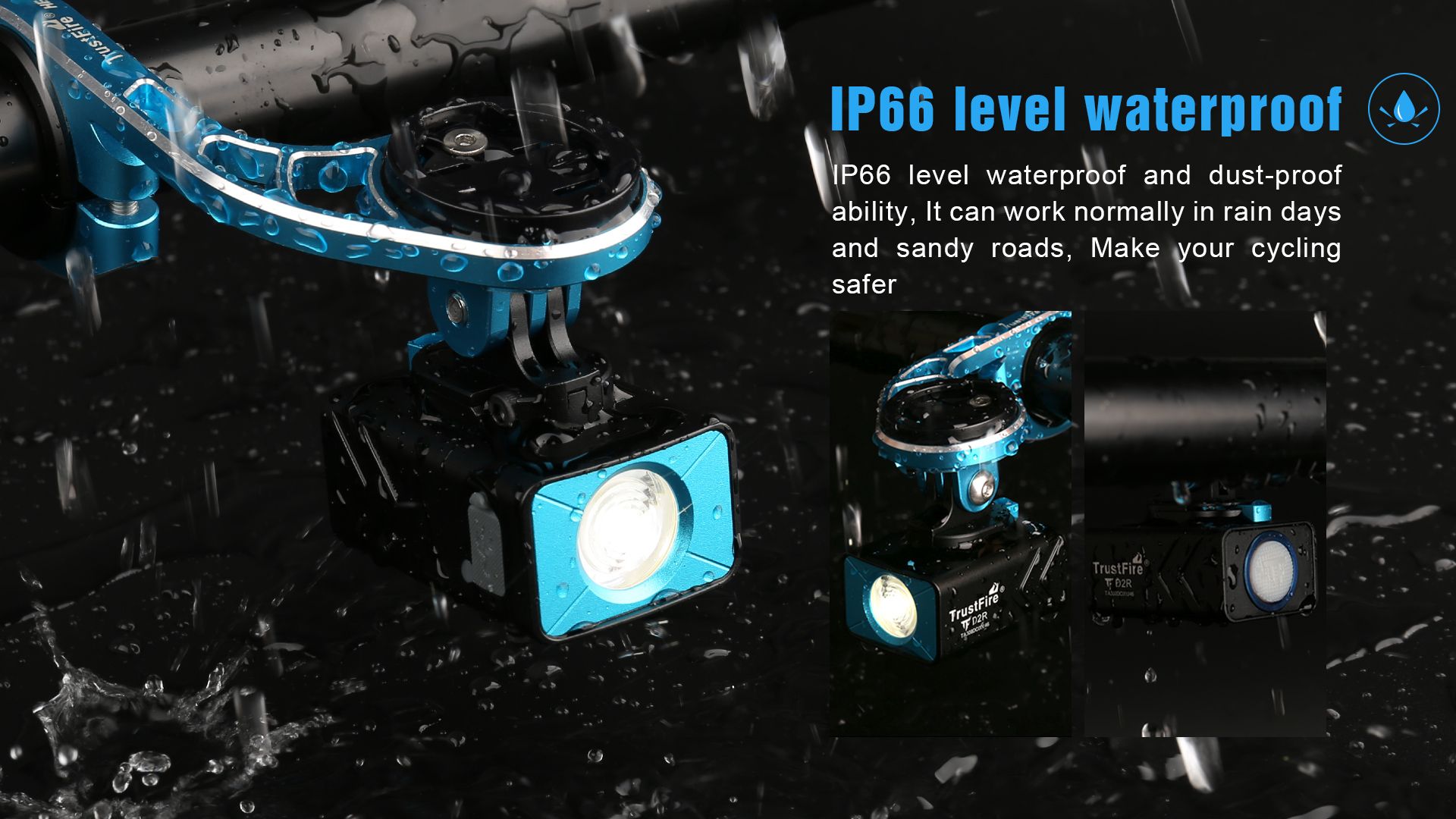 TrustFire D2R Luz para bicicleta 450LM Faro delantero impermeable recargable Tipo-C para seguridad y visibilidad