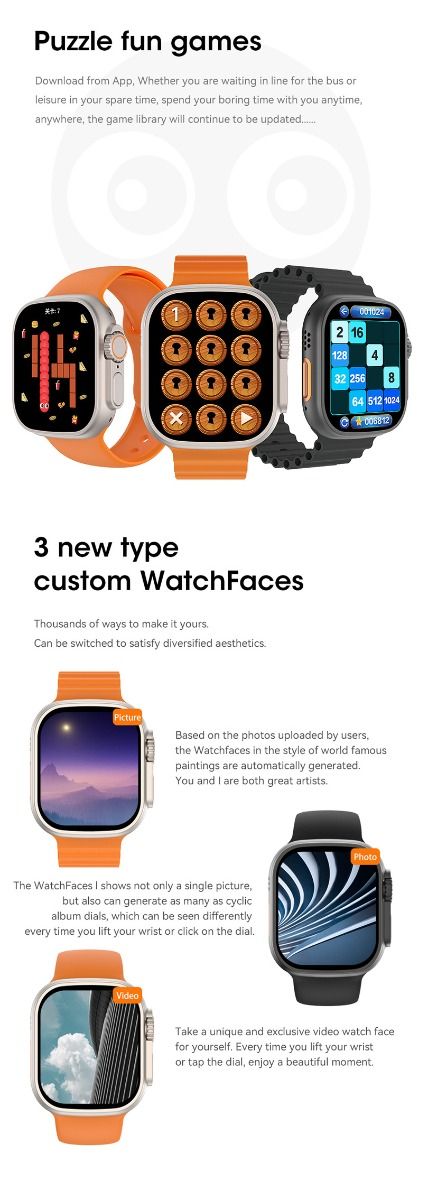 49mm Reloj Inteligente Ultra 9 Llamada Bluetooth NFC Brújula Seguimiento de Ruta GPS IP68 Smartwatch