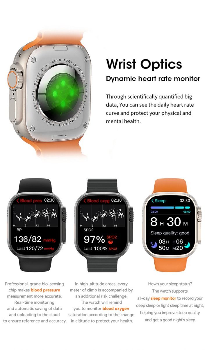49mm Reloj Inteligente Ultra 9 Llamada Bluetooth NFC Brújula Seguimiento de Ruta GPS IP68 Smartwatch