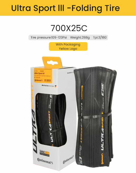 Continental ULTRA SPORT Ⅲ GRAND SPORT RACE Neumático para bicicleta de carretera 700x23C/25C/28C Ligero, duradero y antipinchazos
