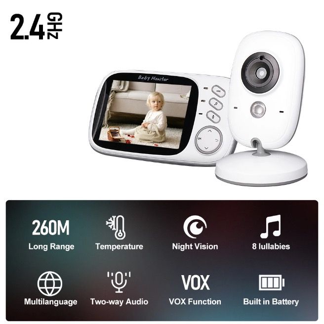 VB603 Monitor de bebé con video con audio bidireccional y visión nocturna, herramienta confiable para padres para la seguridad del infante.