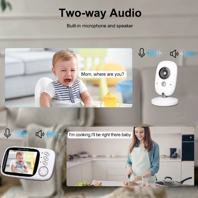 VB603 Monitor de bebé con video con audio bidireccional y visión nocturna, herramienta confiable para padres para la seguridad del infante.