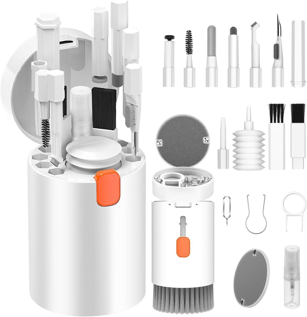 20 en 1 Kit Limpiador Multifuncional para Dispositivos Electrónicos, Cepillo Limpiador para Teclados, Kit Limpiador para Auriculares AirPods, Multiherramienta para Limpiar Portátiles, Audífonos, Cámaras, Teléfonos Móviles
