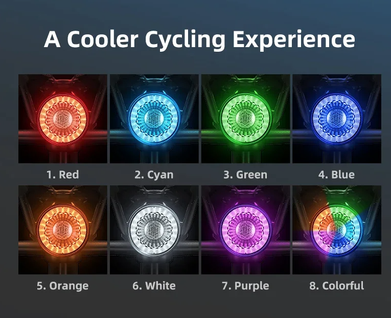 Luz trasera versátil para bicicleta con sensor de freno inteligente, control remoto inalámbrico, destellos coloridos y luz recargable