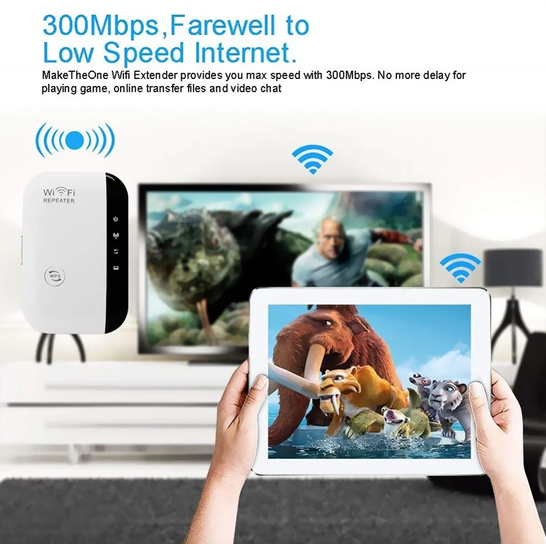 Repetidor WiFi 300Mbps para Pared | Amplificador de Señal Cobertura A Través de la Pared para Hogar Smart TV