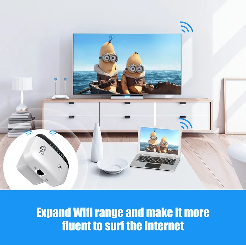 Repetidor WiFi 300Mbps para Pared | Amplificador de Señal Cobertura A Través de la Pared para Hogar Smart TV