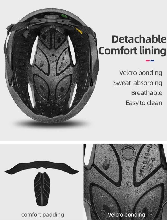 Casco de bicicleta ROCKBROS, diseño ultraligero con luz LED integrada, gafas magnéticas, cómodo y seguro.