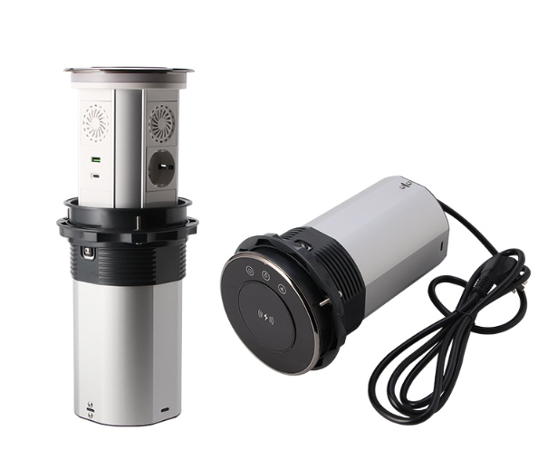 Enchufes Eléctricos de Elevación con Salida Retráctil Motorizada y Carga Inalámbrica USB Diseño Moderno