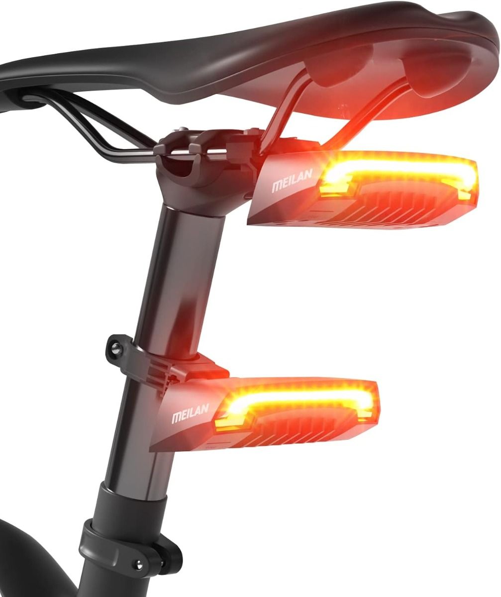 Meilan X5 Luz Trasera Inteligente Bici con Direccionales, Freno Automático y Control Remoto Inalámbrico Recargable.