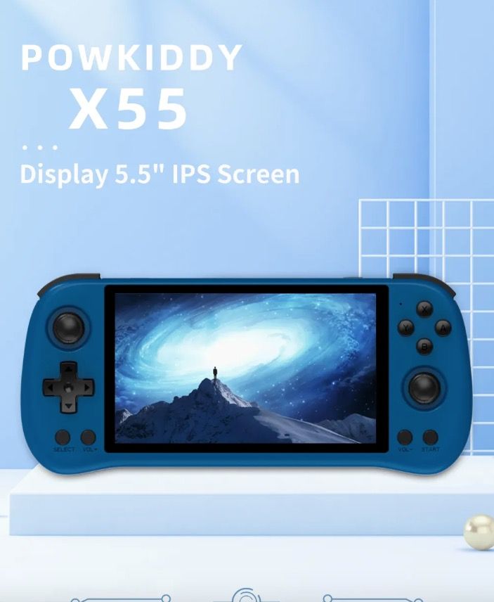 POWKIDDY X55 consola de juegos portátil pantalla IPS de 5,5" resolución 1280x720 gaming sobre la marcha