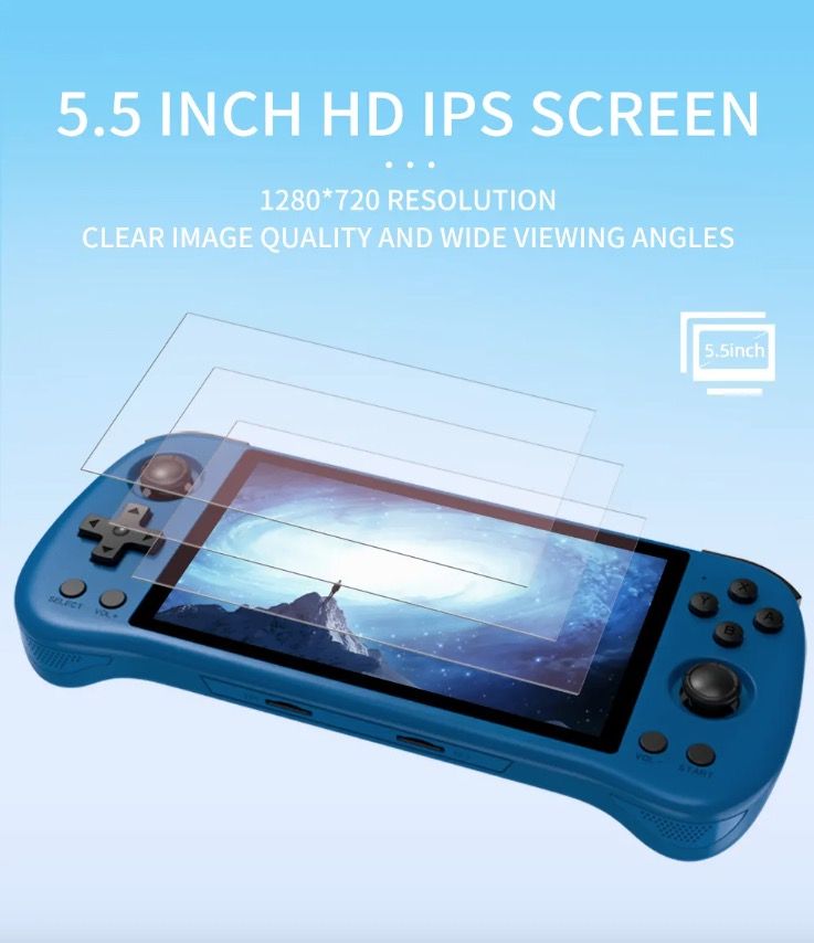 POWKIDDY X55 consola de juegos portátil pantalla IPS de 5,5" resolución 1280x720 gaming sobre la marcha