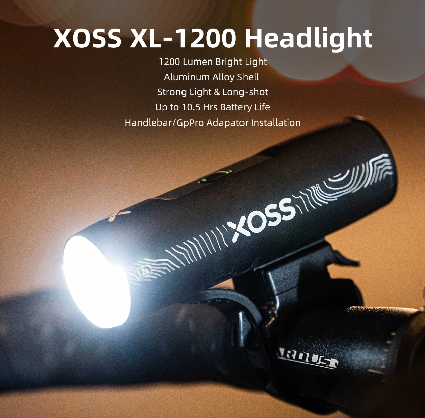 XOSS XL-1200 Faro para Bicicleta 1200 Lúmenes Luz Delantera Recargable Impermeable para Conducir de Noche y Desplazamientos