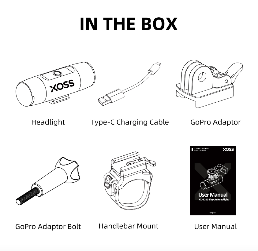 XOSS XL-1200 Faro para Bicicleta 1200 Lúmenes Luz Delantera Recargable Impermeable para Conducir de Noche y Desplazamientos