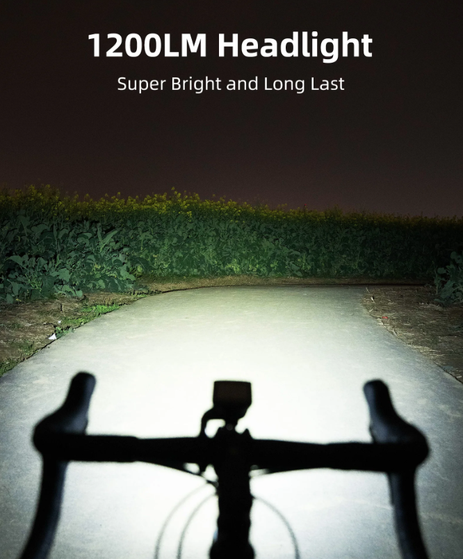 XOSS XL-1200 Faro para Bicicleta 1200 Lúmenes Luz Delantera Recargable Impermeable para Conducir de Noche y Desplazamientos